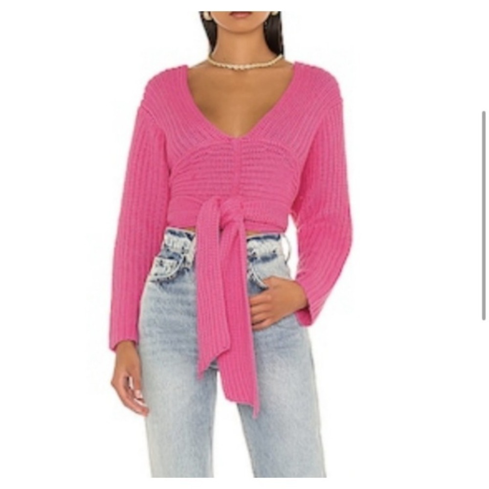 Atoir Crop Wrap Tie Sweater Rouge Pink Long Sleeve SZ XS/2